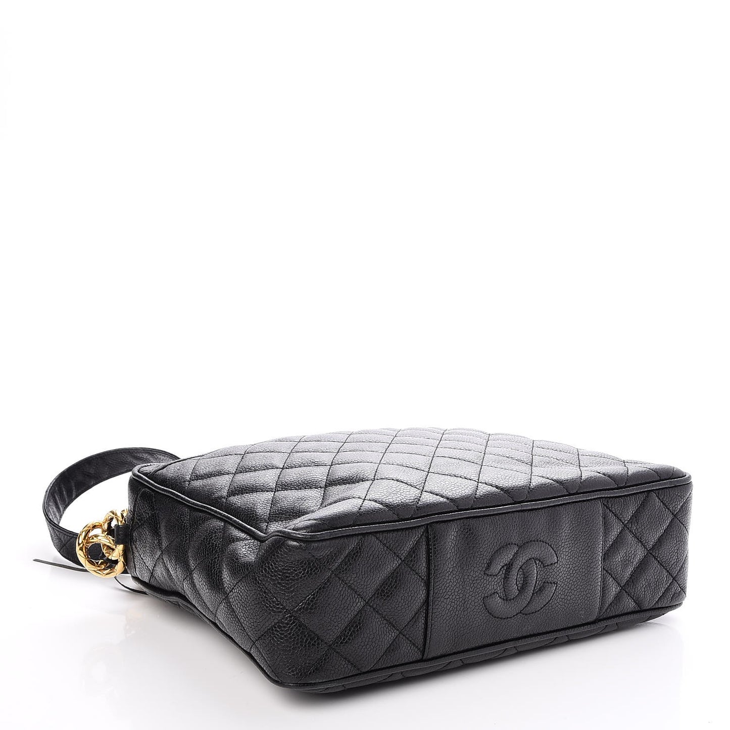 Caviar Quilted Tassel Camera Bag Black