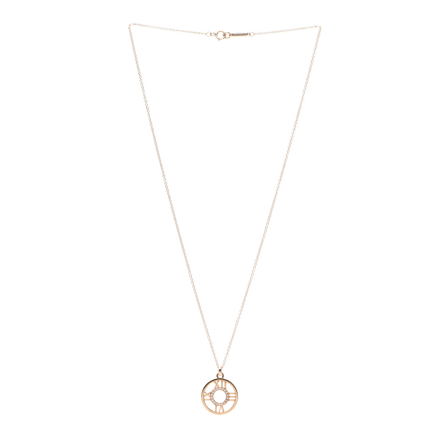 18K Rose Gold Diamond Small Atlas Open Pendant Necklace