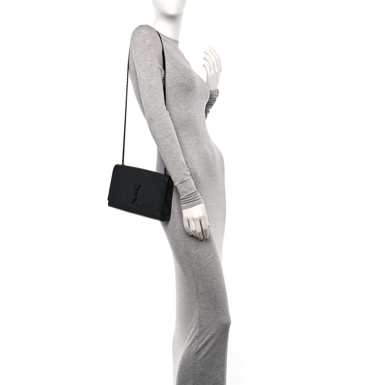 Saint Laurent Grain De Poudre Medium Classic Monogram Monochrome Kate Satchel Black 2 of 11