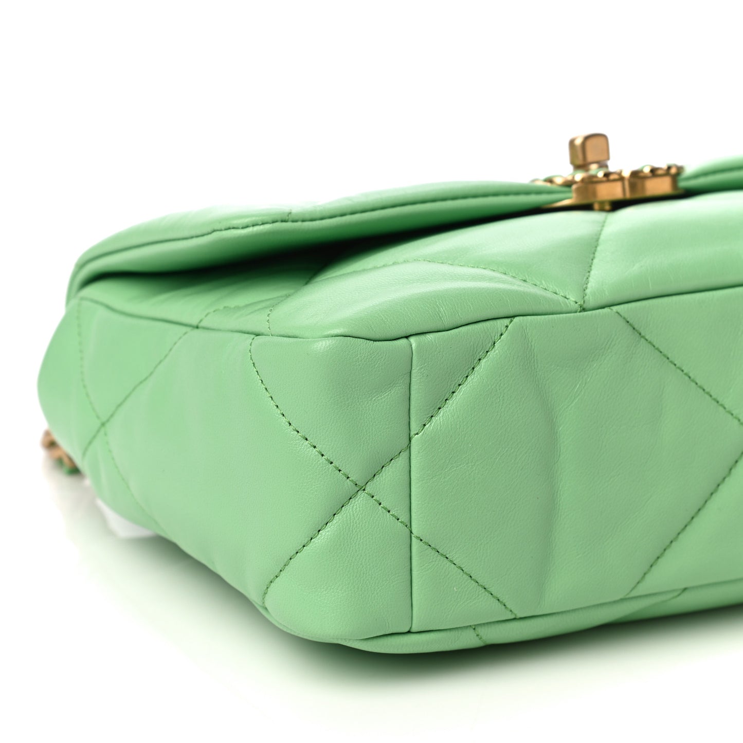 Goatskin Quilted Medium Chanel 19 Flap Light Green