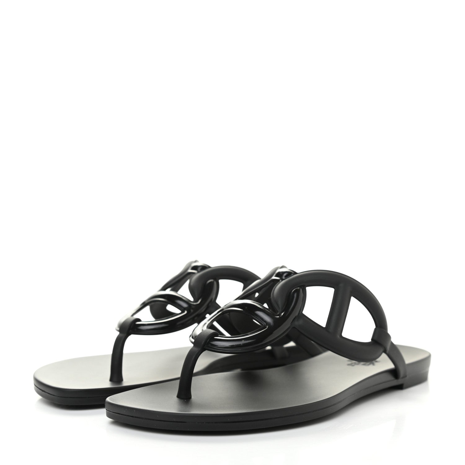 Hermes Rubber Womens Egerie Sandals 36 Black 3 of 8
