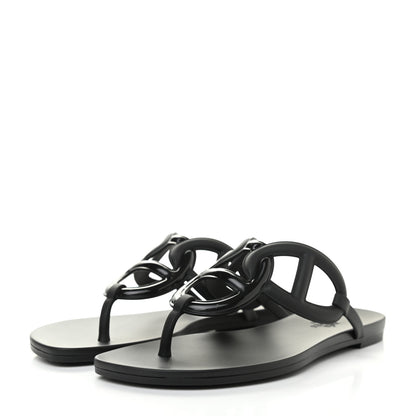 Hermes Rubber Womens Egerie Sandals 36 Black 3 of 8