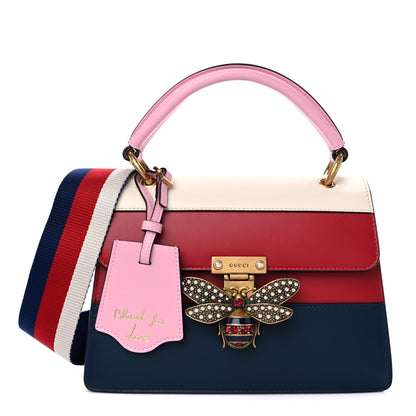Gucci Calfskin Sylvie Web Small Queen Margaret Top Handle Bag Blue Agata Hibiscus Red Mystic White Sugar Pink 1 of 11