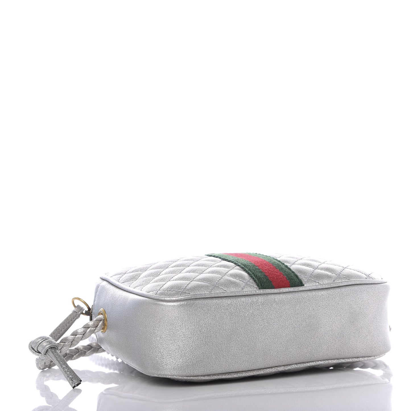 Laminated Nappa Web Trapuntata Mini GG Shoulder Bag Argento
