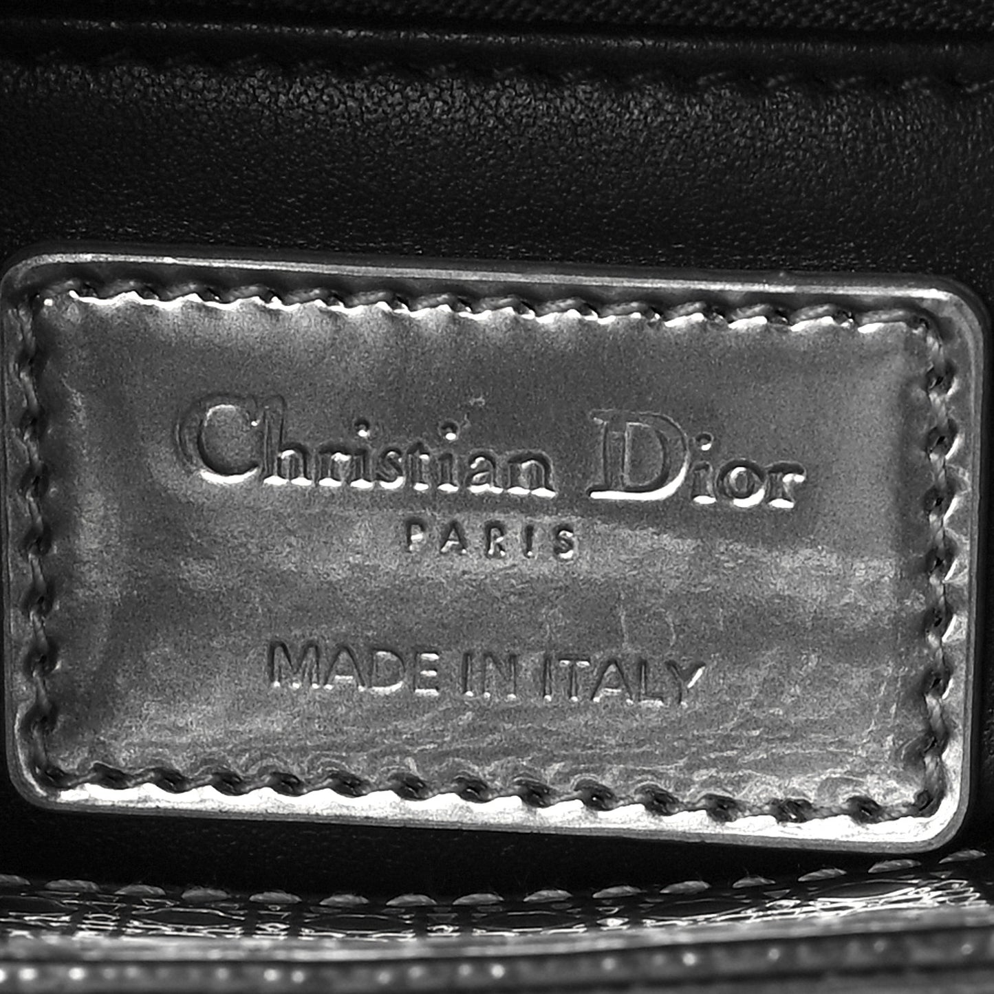 Metallic Patent Micro-Cannage Mini Lady Dior Silver