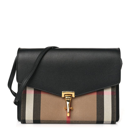 Burberry Derby Calfskin House Check Small Macken Crossbody Bag Black 1 of 8