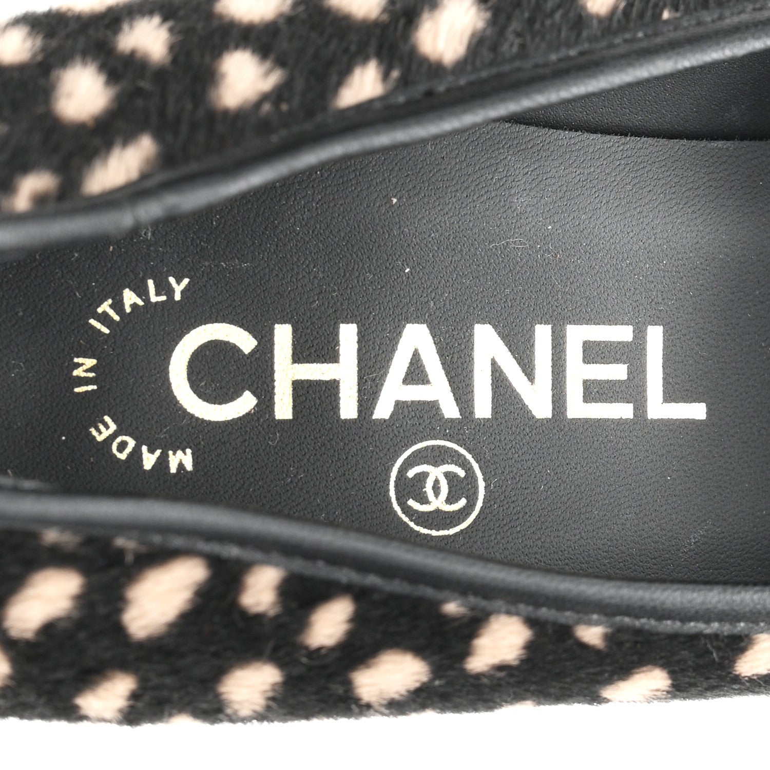Chanel Pony Hair Lambskin Patent Cap Toe Pumps 38 Black White Dark Red 8 of 9