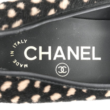 Chanel Pony Hair Lambskin Patent Cap Toe Pumps 38 Black White Dark Red 8 of 9