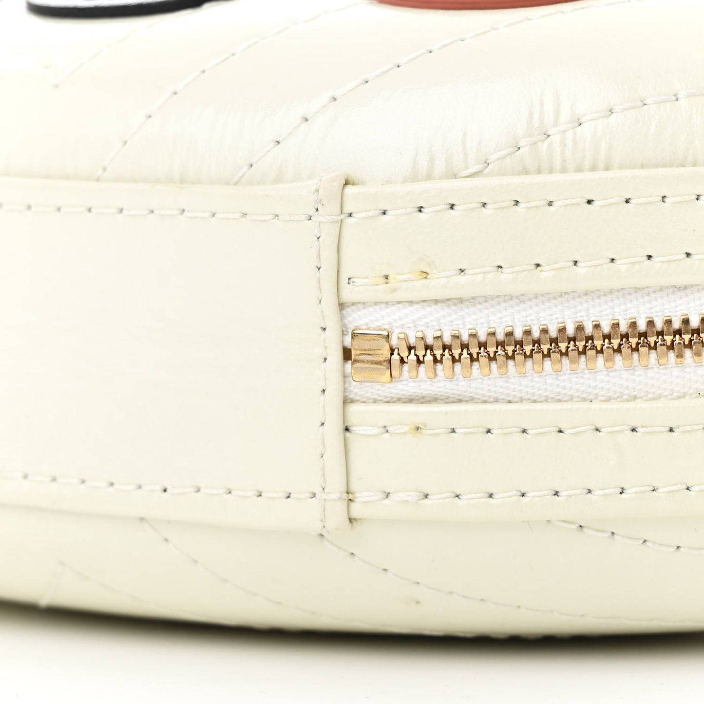 Embroidered Lambskin Chevron Quilted La Pausa Evening Bag White