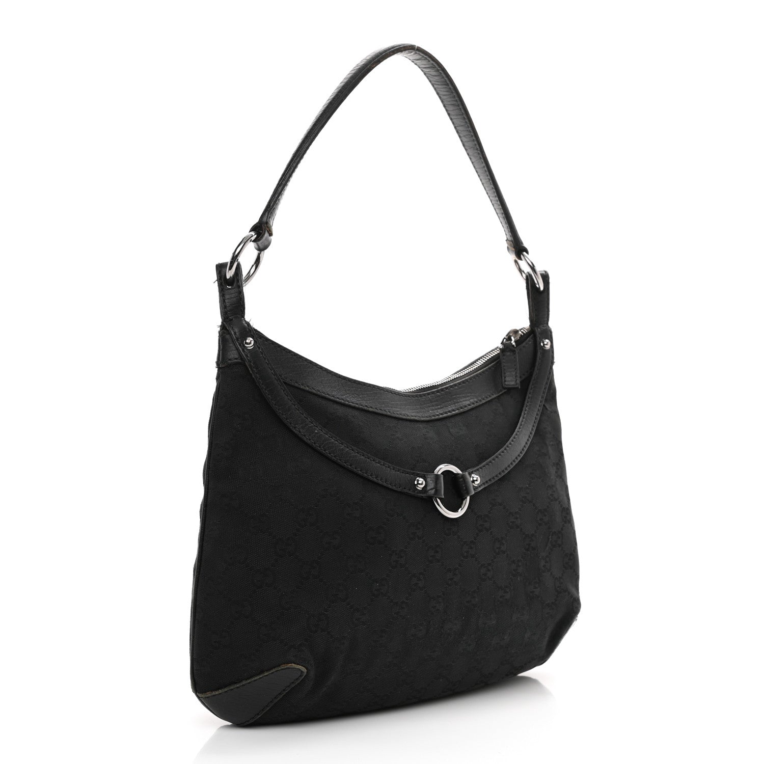 Gucci Monogram Horsebit Hobo Black 3 of 34