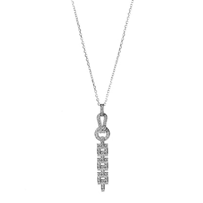 Cartier 18K White Gold Diamond Agrafe Drop Pendant Necklace 1 of 7