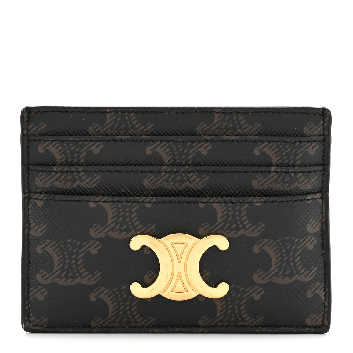 Celine Triomphe Canvas Triomphe Card Holder Tan 1 of 7