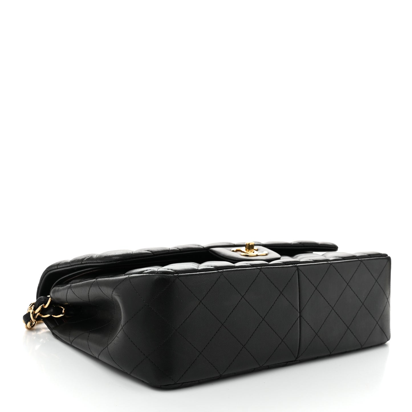 Lambskin Quilted Jumbo Double Flap Black