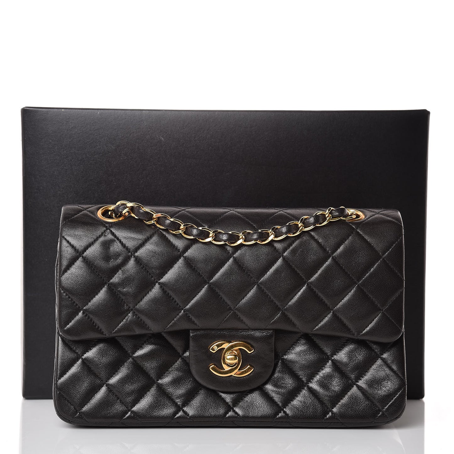 Lambskin Quilted Small Double Flap Black