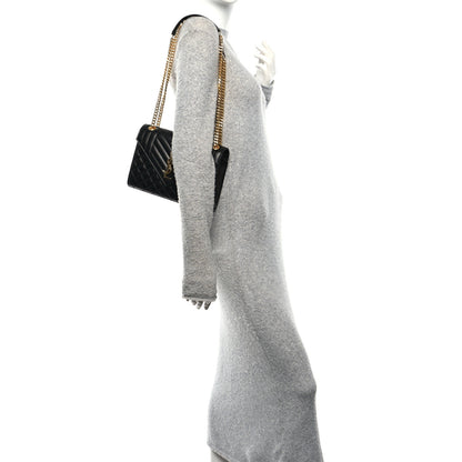 Saint Laurent Grain De Poudre Textured Mixed Matelasse Triquilt Medium Monogram Satchel Black 2 of 9