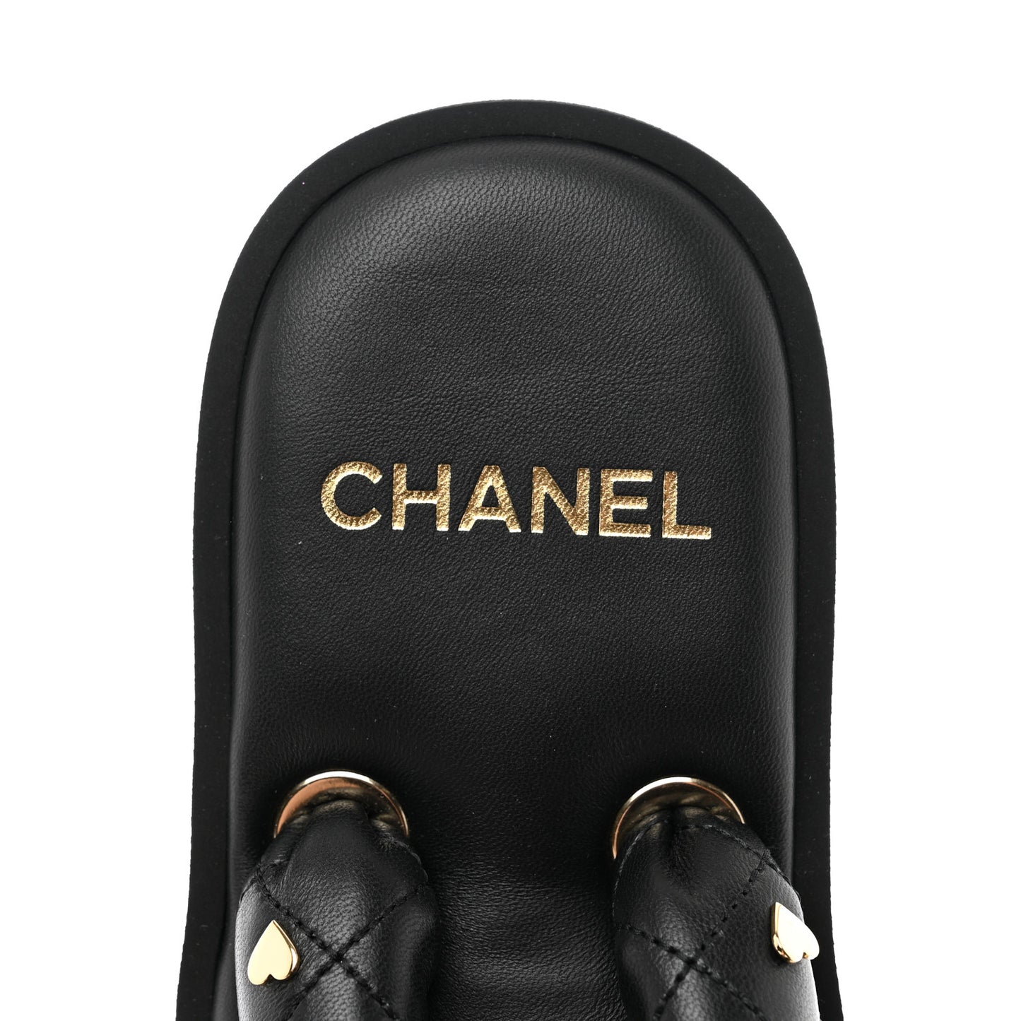 Lambskin Quilted Padded Charms Thong Sandals 41.5 Black