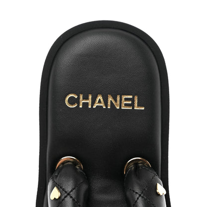 Chanel Lambskin Quilted Padded Charms Thong Sandals 41.5 Black 7 of 8