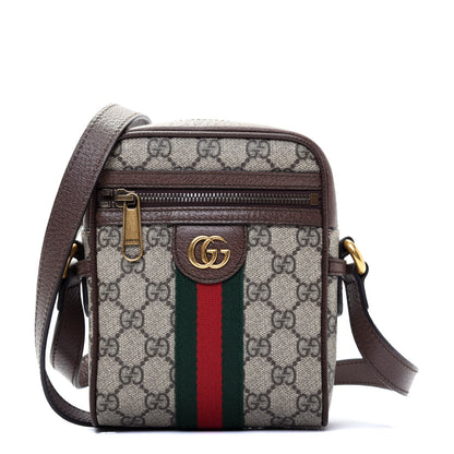 Gucci GG Supreme Monogram Web Mini Ophidia Messenger Brown 1 of 13