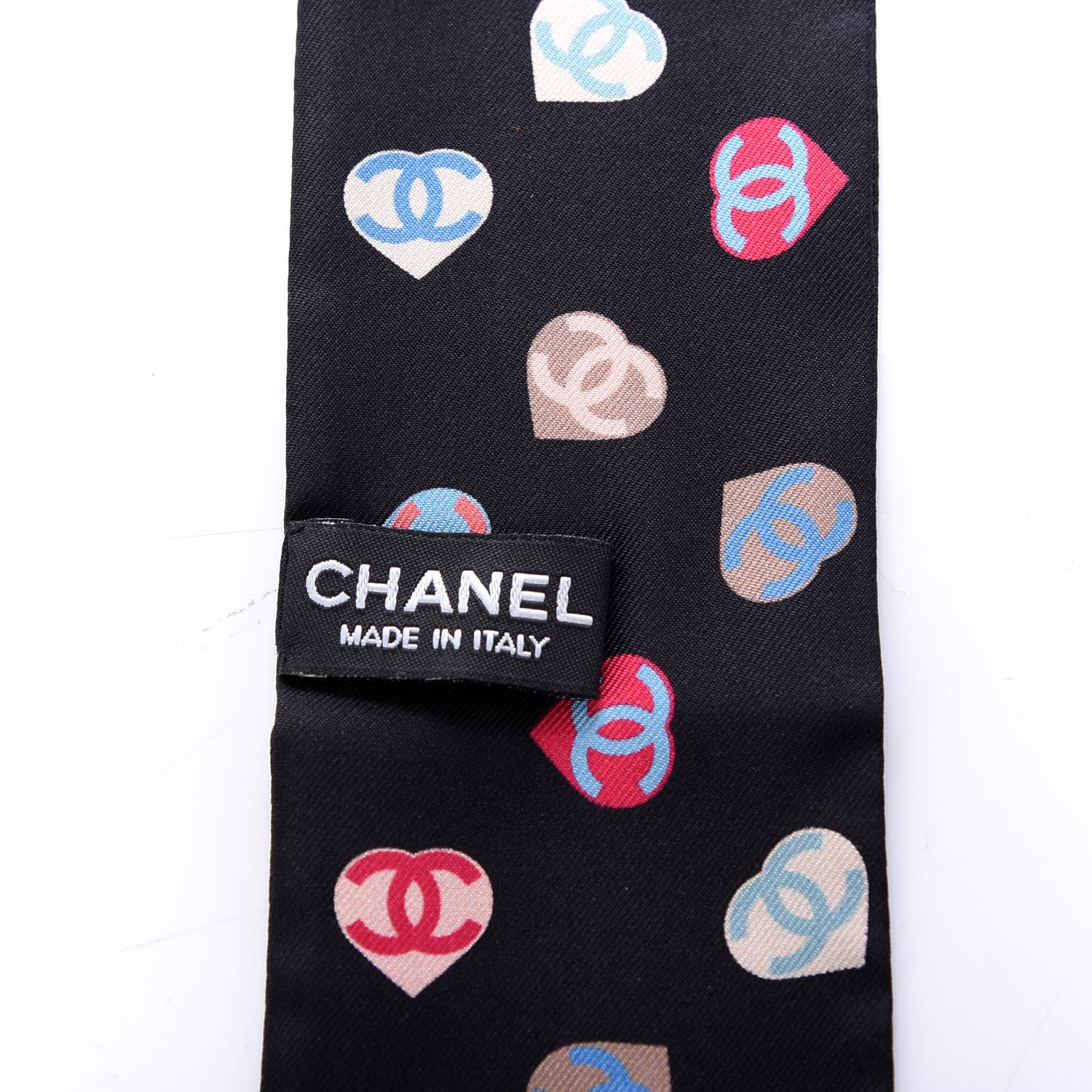 Chanel Silk Heart CC Slim Bandeau Scarf Black 3 of 3