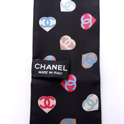 Chanel Silk Heart CC Slim Bandeau Scarf Black 3 of 3