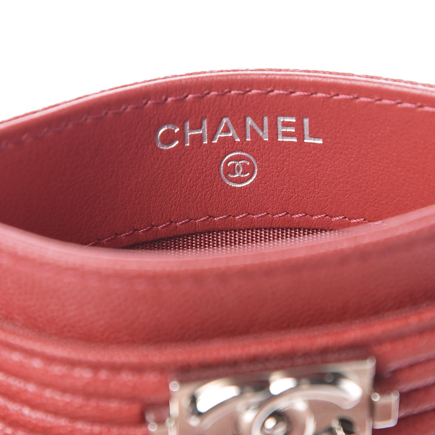 Chanel Caviar Quilted Boy Card Holder Red 6 of 9