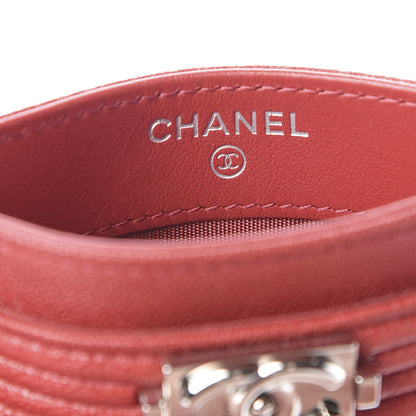 Chanel Caviar Quilted Boy Card Holder Red 6 of 9
