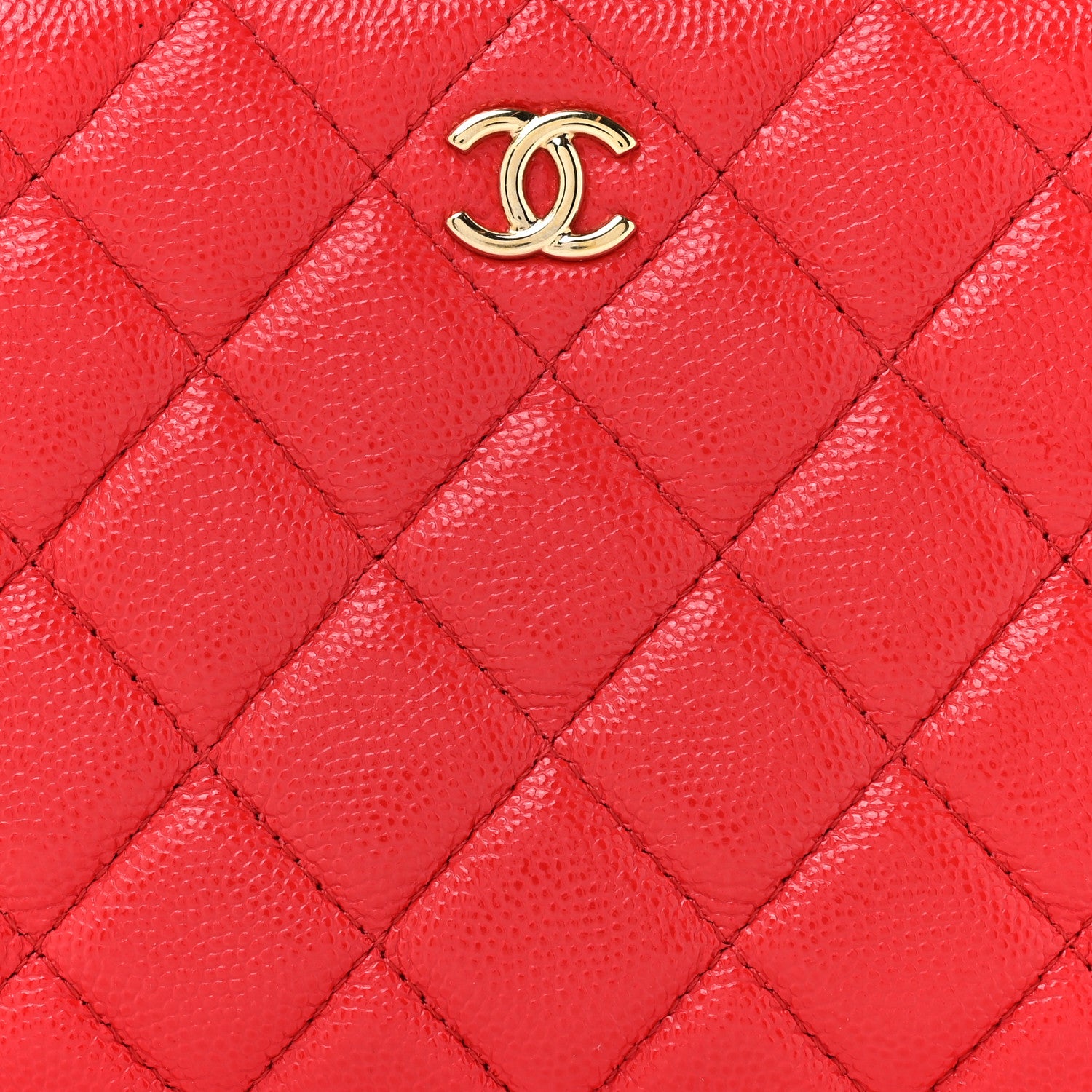 Chanel Shiny Caviar Quilted Cosmetic Case Red 8 of 9