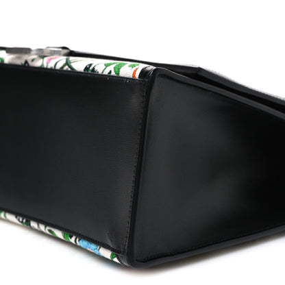 Balenciaga X GUCCI Canvas Boarded Plutone Calfskin Flora Logo Print Medium Hourglass Top Handle Bag White Multicolor Black 10 of 10