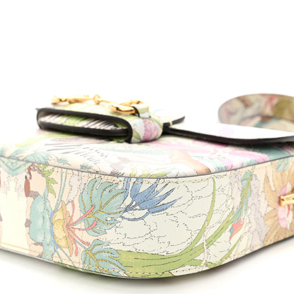 Gucci New Shangai Calfskin Tiger Savanah Web Mini Horsebit 1955 Shoulder Bag Chalky White Multicolor 10 of 13