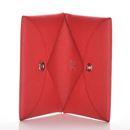 Hermes Epsom Calvi Card Case Rouge Casaque 5 of 7