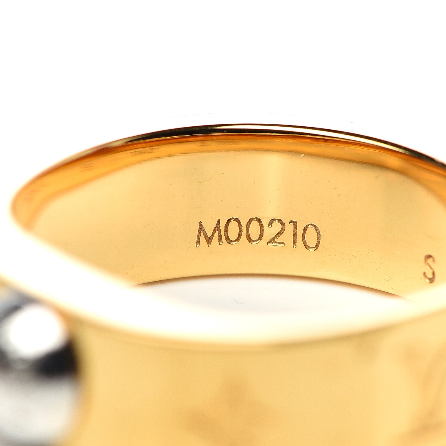 Louis Vuitton Brass Monogram Engraved Nanogram Ring S Gold 5 of 9