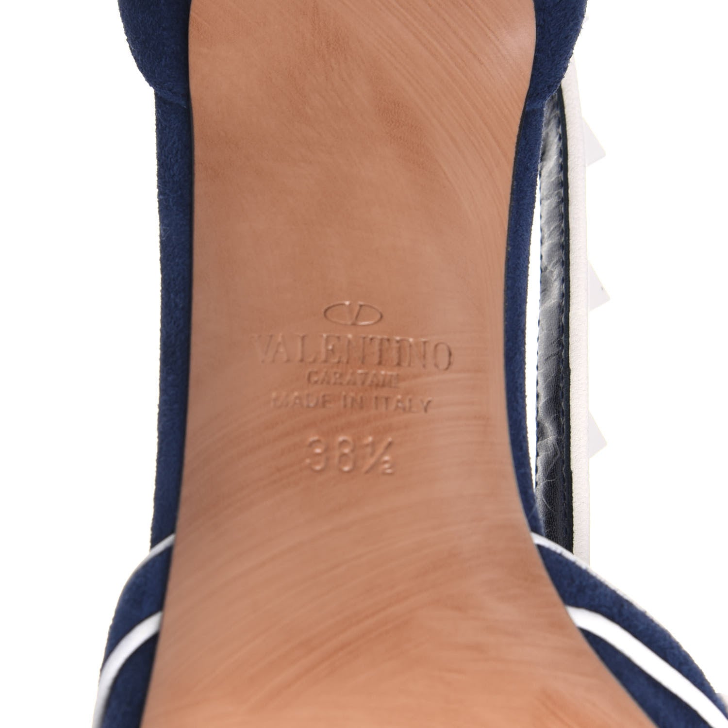Valentino Garavani Suede Free Rockstud Cross Strap D'Orsay 55mm Pumps 38.5 Marine Optic White 10 of 18