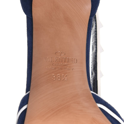 Valentino Garavani Suede Free Rockstud Cross Strap D'Orsay 55mm Pumps 38.5 Marine Optic White 10 of 18