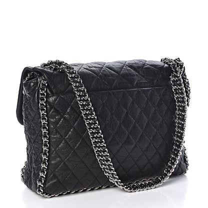 Chanel Washed Lambskin Quilted Maxi Chain Around Flap Black 3 of 9