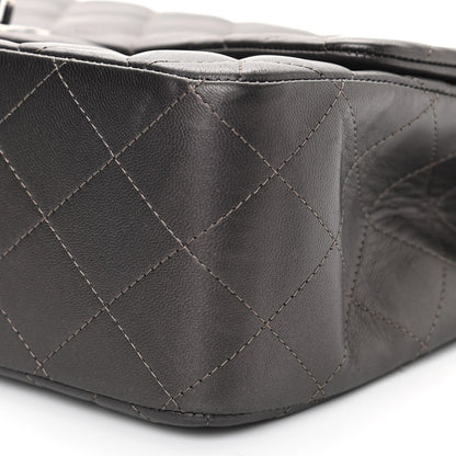 Chanel Metallic Lambskin Quilted Jumbo Single Flap Dark Grey 10 of 12