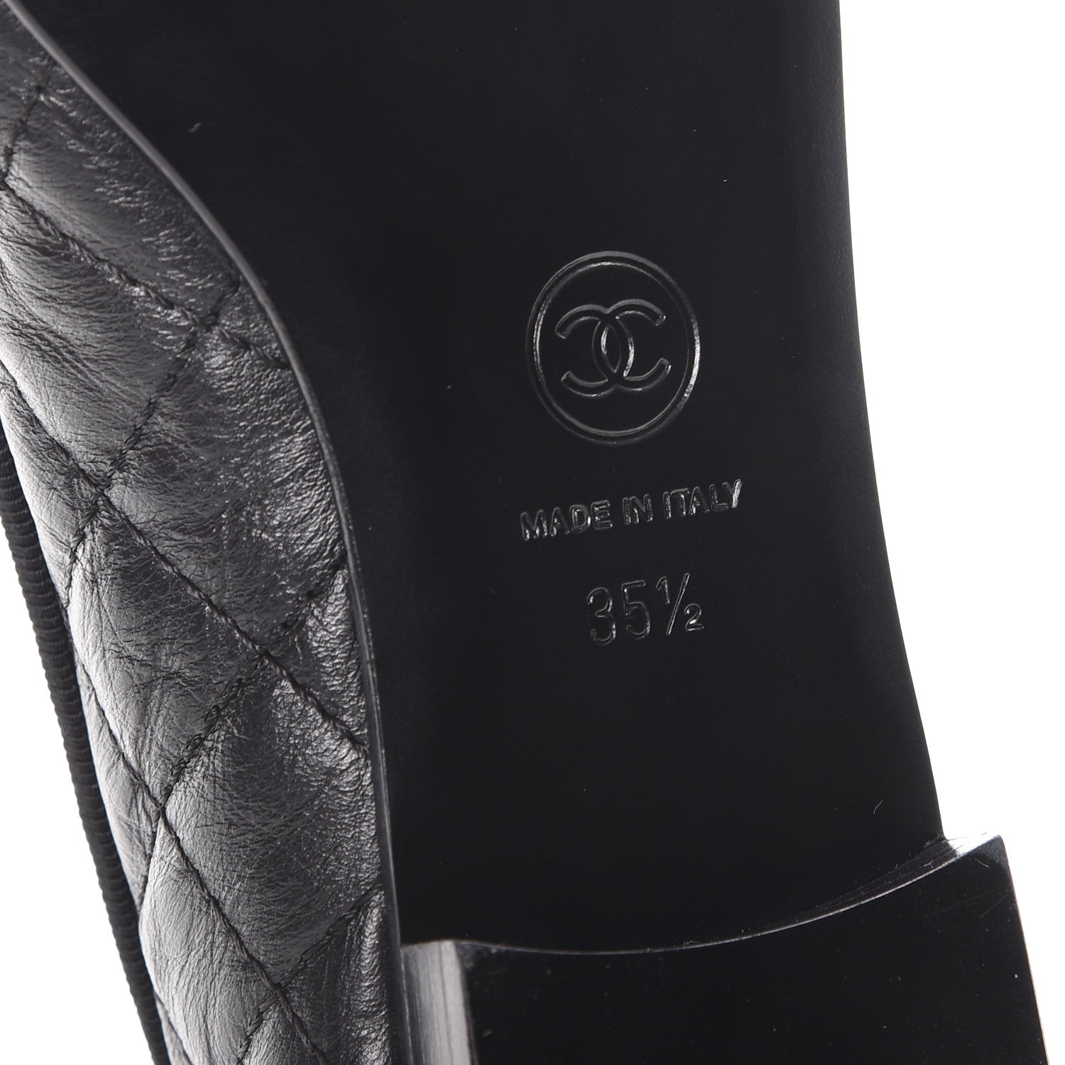 Chanel Aged Calfskin Quilted Cap Toe Ballerina Flats 35.5 Black 6 of 10