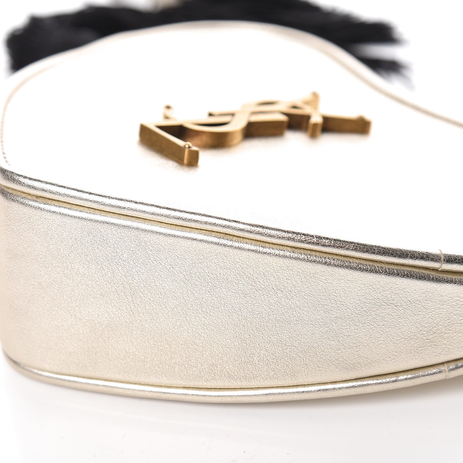 Saint Laurent Metallic Calfskin Heart Monogram Crossbody Pale Gold 10 of 10