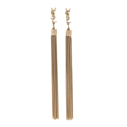 Saint Laurent Metal Monogram Loulou Tassel Earrings Gold 1 of 3