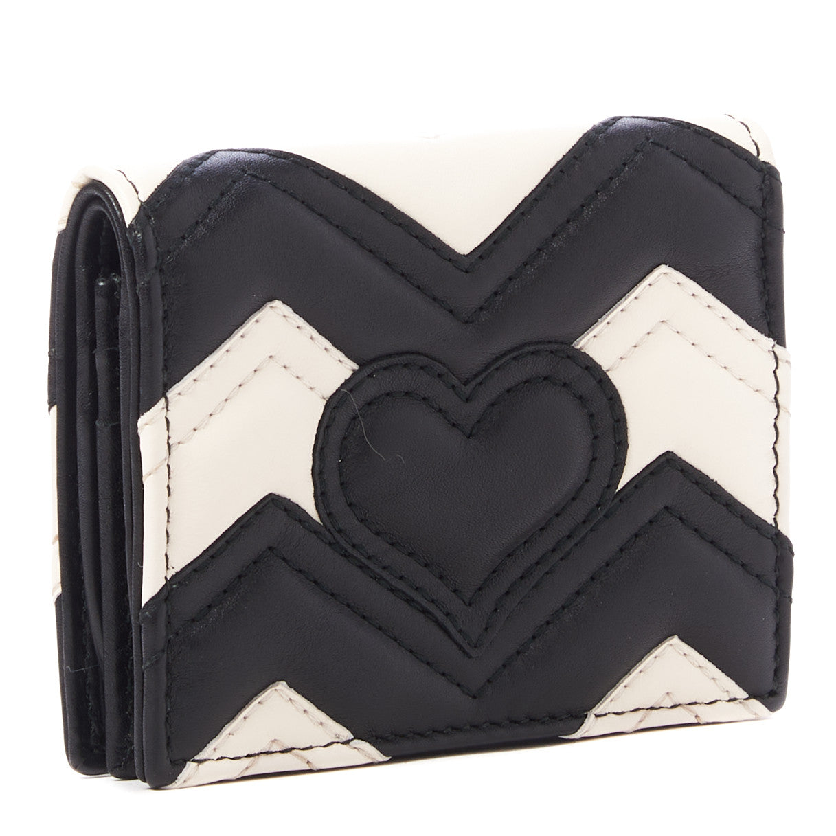 Calfskin Matelasse GG Marmont Card Case Black White
