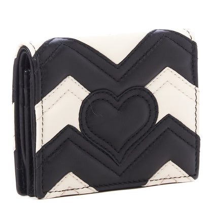 Gucci Calfskin Matelasse GG Marmont Card Case Black White 2 of 7