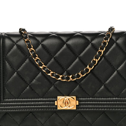 Chanel Lambskin Quilted Boy Wallet On Chain WOC Black 8 of 18