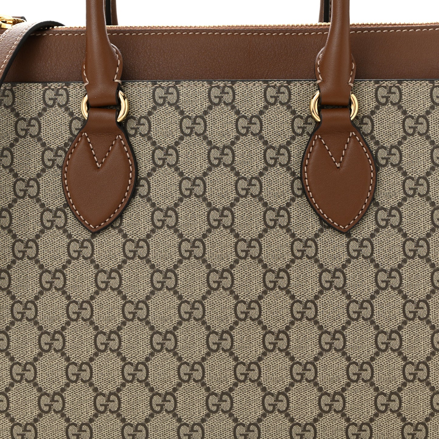 GG Supreme Monogram Small Zip Top Tote Beige Tuscany