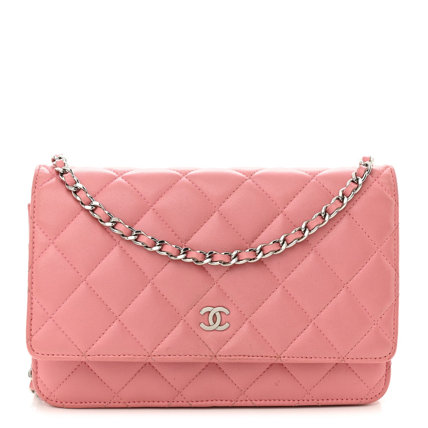 Chanel Lambskin Quilted Wallet On Chain WOC Pink 1 of 11