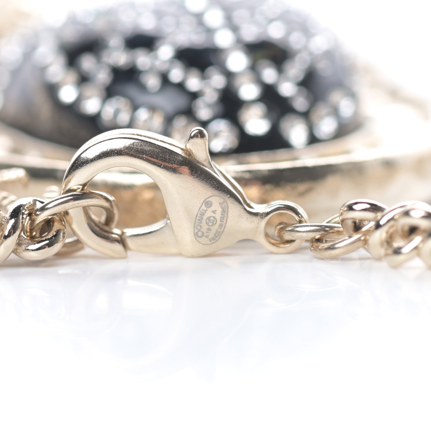 Chanel Crystal CC Long Necklace Black Gold 6 of 7