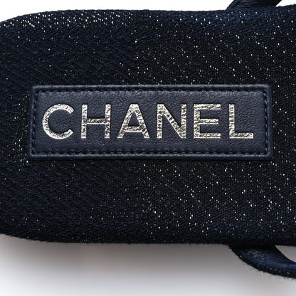 Chanel Velvet Crystal CC Thong Sandals 39 Dark Blue 7 of 9