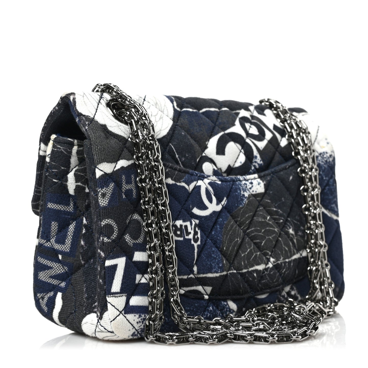 Jersey Quilted Graffiti Reissue Mini Flap Navy Blue