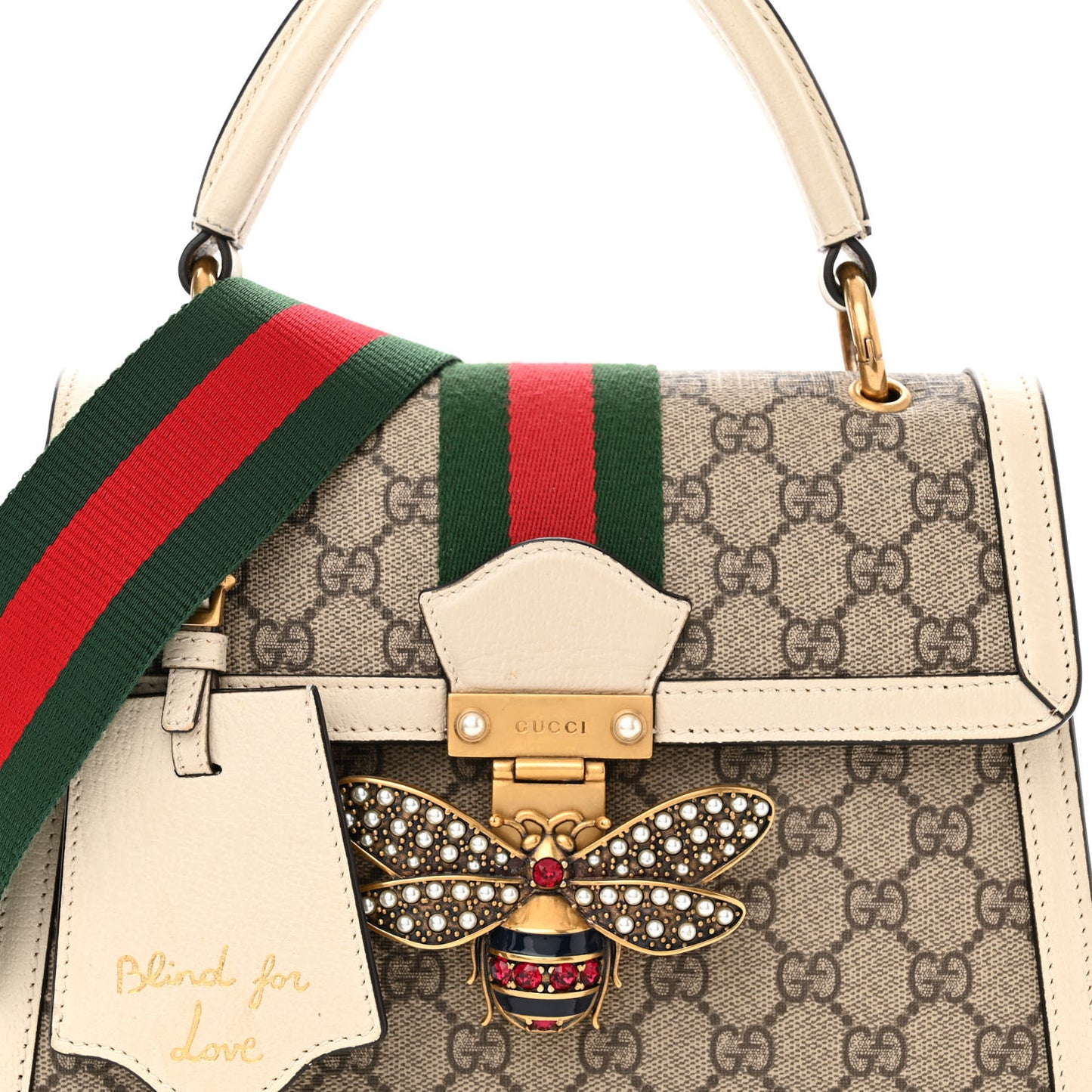 GG Supreme Monogram Small Queen Margaret Top Handle Bag White