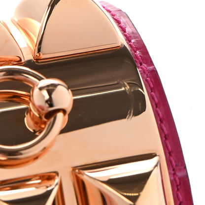 Hermes Shiny Alligator Collier de Chien CDC Bracelet T2 Rose Extreme 5 of 8
