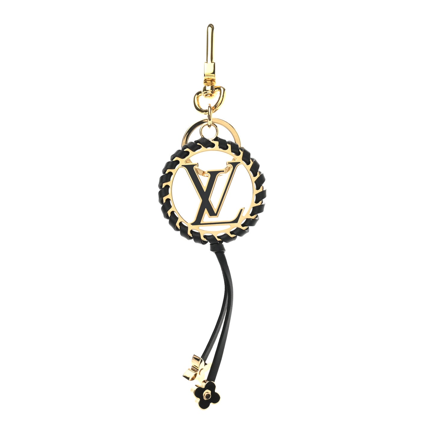 Metal Lambskin Enamel Very Bag Charm Key Holder Black