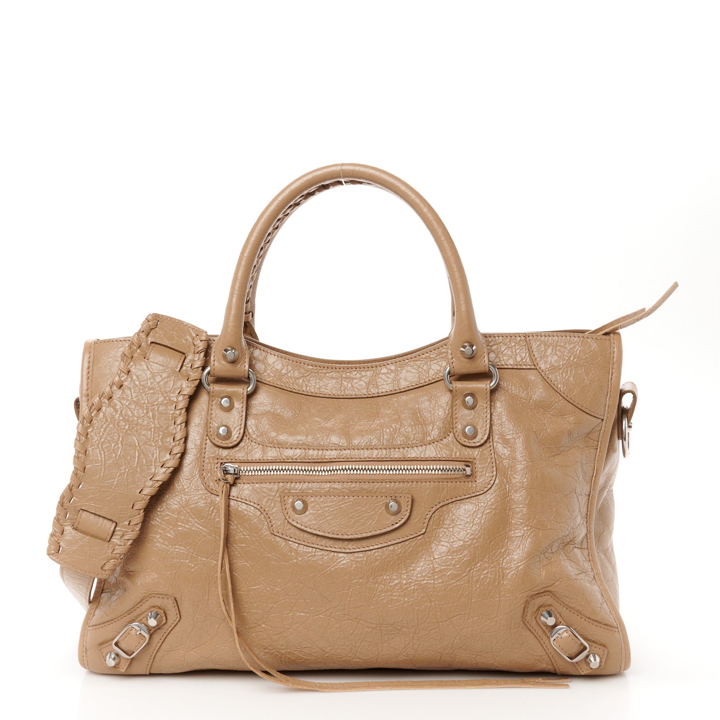 Agneau Arena Classic Silver Hardware Medium Le City Latte